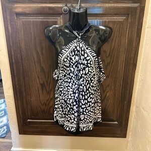 White House Black Market Monochrome Animal Print Halter Top